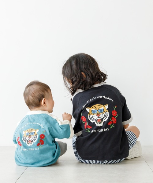 MAKE YOUR DAY（メイクユアデイ）の「スカジャン風半袖ラグランTシャツ■80～140cm（Tシャツ/カットソー・キッズ・ネイビー/ブラック/グリーン・140/130/120/110/100/90/80）」の9枚目の写真