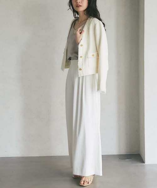 美品 la boutique bonbon ファンシーツイードVネックジャケット La boutique BonBon（ラブティックボンボン）の「ファンシー
