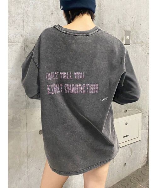 EVRIS（エヴリス）の「ラインストーングラフィックロンT（Tシャツ/カットソー・レディース・ブラック/グレー/ホワイト・FREE）」の3枚目の写真
