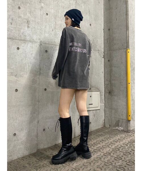 EVRIS（エヴリス）の「ラインストーングラフィックロンT（Tシャツ/カットソー・レディース・ブラック/グレー/ホワイト・FREE）」の22枚目の写真