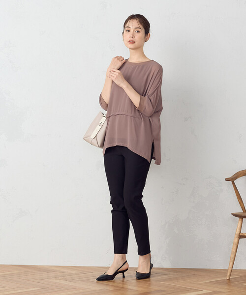 COMME CA ISM（コムサイズム）の「【セットアイテム】 シアーブラウス ＋ タンクトップ（Tシャツ/カットソー・レディース・ブラック/カーキ/モカ・MEDIUM/LARGE）」の8枚目の写真