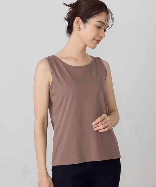 COMME CA ISM（コムサイズム）の「【セットアイテム】 シアーブラウス ＋ タンクトップ（Tシャツ/カットソー・レディース・ブラック/カーキ/モカ・MEDIUM/LARGE）」の10枚目の写真