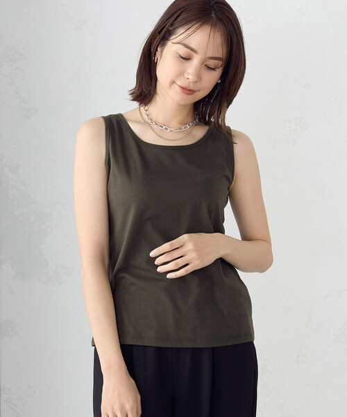 COMME CA ISM（コムサイズム）の「【セットアイテム】 シアーブラウス ＋ タンクトップ（Tシャツ/カットソー・レディース・ブラック/カーキ/モカ・MEDIUM/LARGE）」の15枚目の写真