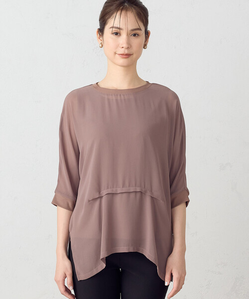 COMME CA ISM（コムサイズム）の「【セットアイテム】 シアーブラウス ＋ タンクトップ（Tシャツ/カットソー・レディース・ブラック/カーキ/モカ・MEDIUM/LARGE）」の16枚目の写真