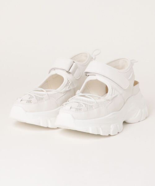 Parade(パレード)の「【厚底】バンジーレーススニーカーサンダル 1445-WK(サンダル・レディース・ホワイト/ブラック・M/L/LL/S)」の1枚目の写真