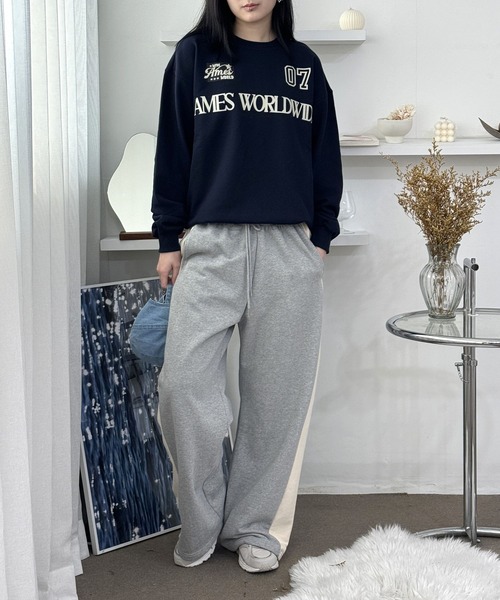 AMESWORLDWIDE(アメスワールドワイド)の「【UNISEX】AMES WORLDWIDE/07メッセージ プルオーバー(ウラケ)2111580(スウェット・レディース・ネイビー/ナチュラル・LARGE/MEDIUM/SMALL)」の3枚目の写真