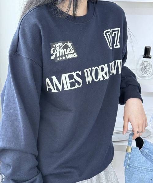 AMESWORLDWIDE(アメスワールドワイド)の「【UNISEX】AMES WORLDWIDE/07メッセージ プルオーバー(ウラケ)2111580(スウェット・レディース・ネイビー/ナチュラル・LARGE/MEDIUM/SMALL)」の7枚目の写真