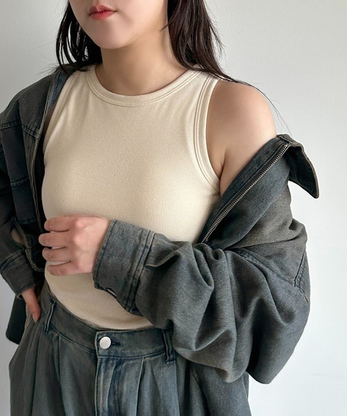 apres jour mignon(アプレジュールミニョン)の「カップ付きアメスリタンク【ZOZOTOWN限定アイテム】(タンクトップ・レディース・杢グレー/アイボリー/ブラック・フリー/X-LARGE)」の1枚目の写真