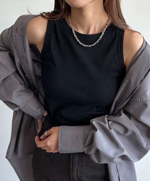 apres jour mignon(アプレジュールミニョン)の「カップ付きアメスリタンク【ZOZOTOWN限定アイテム】(タンクトップ・レディース・杢グレー/アイボリー/ブラック・フリー/X-LARGE)」の2枚目の写真