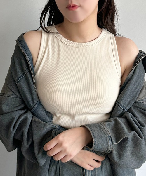 apres jour mignon(アプレジュールミニョン)の「カップ付きアメスリタンク【ZOZOTOWN限定アイテム】(タンクトップ・レディース・杢グレー/アイボリー/ブラック・フリー/X-LARGE)」の4枚目の写真