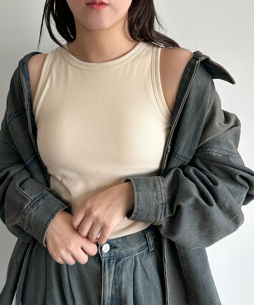 apres jour mignon(アプレジュールミニョン)の「カップ付きアメスリタンク【ZOZOTOWN限定アイテム】(タンクトップ・レディース・杢グレー/アイボリー/ブラック・フリー/X-LARGE)」の5枚目の写真