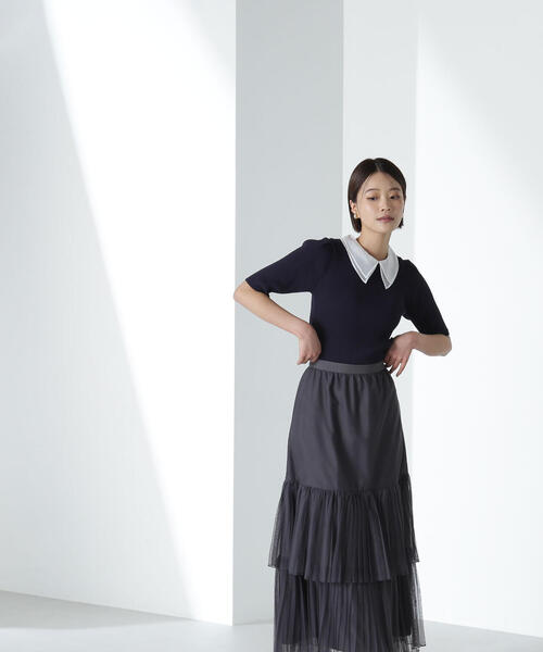 【美品】CLASSY賞受賞ナチュラルビューティーベーシックJK セール】ドット柄ハイネック楊柳ワンピース(505188880