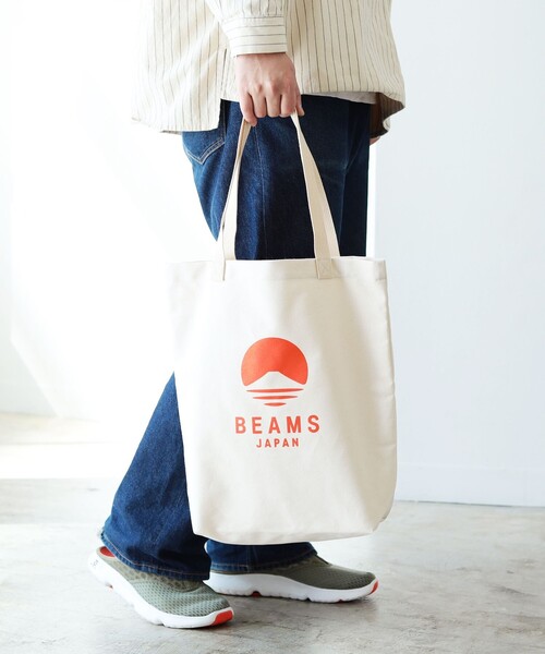 BEAMS JAPAN（ビームス　ジャパン）の「【別注】evergreen works × BEAMS JAPAN / ビームス ジャパン ロゴ トートバッグ（トートバッグ・メンズ・ブラック系その他4/オレンジ/インディゴブルー・ONE SIZE）」の3枚目の写真