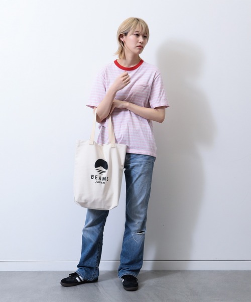 BEAMS JAPAN（ビームス　ジャパン）の「【別注】evergreen works × BEAMS JAPAN / ビームス ジャパン ロゴ トートバッグ（トートバッグ・メンズ・ブラック系その他4/オレンジ/インディゴブルー・ONE SIZE）」の4枚目の写真