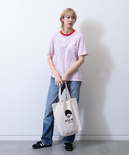 BEAMS JAPAN（ビームス　ジャパン）の「【別注】evergreen works × BEAMS JAPAN / ビームス ジャパン ロゴ トートバッグ（トートバッグ・メンズ・ブラック系その他4/オレンジ/インディゴブルー・ONE SIZE）」の5枚目の写真