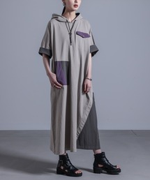 ワークポケットフード付きワンピース