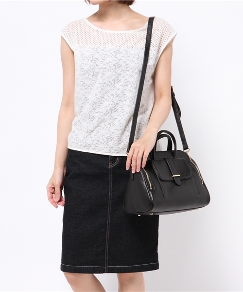 ROSE BUD（ローズバッド）の「フラップポケットハンドバッグ / S1341A-5593 PEBBLE LTR FLAP PKT HAND BAG（ハンドバッグ・レディース・ブラック/グリーン/レッド・ONE SIZE）」の7枚目の写真
