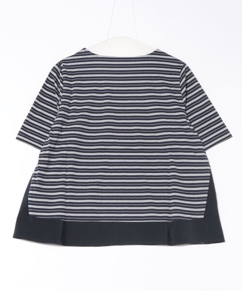 MB mint breeze(エムビーミントブリーズ)の「【L~5L 大きいサイズ】コットン ボーダー 異素材 切替 カットソー(Tシャツ/カットソー・レディース・ラベンダー/ネイビー/オフホワイト・3L/4L/5L/LL/L)」の9枚目の写真