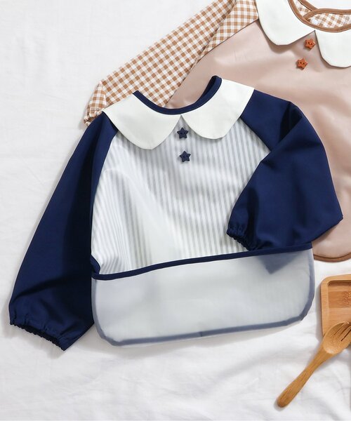 apres les cours（アプレレクール）の「おめかしお食事用エプロン（マグ/哺乳瓶/お食事グッズ・キッズ・グレー/ベージュ/ネイビー/ピンク・90）」の3枚目の写真