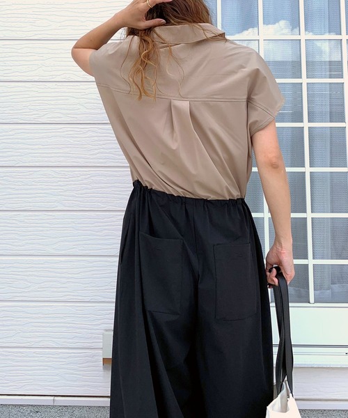 Q(キュー)の「COOLタッチオールインワン(つなぎ/オールインワン・レディース・ベージュ/ブラック・MEDIUM)」の12枚目の写真