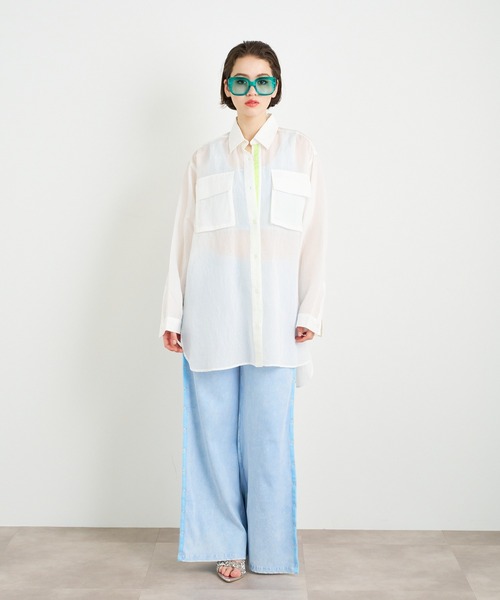 ANNA SUI NYC（アナ スイ エヌ ワイ シー）の「ANNA SUI NYC シアー配色オーバーサイズシャツ（シャツ/ブラウス・レディース・ブルー/ホワイト/パープル・FREE）」の15枚目の写真