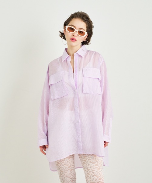 ブラウス シャツ ANNA SUI NYC シアー 配色 オーバーサイズ シャツ 「SP」 レディース ANNA SUI ブラウス シャツ NYC シアー 配色 オーバーサイズ 「SP