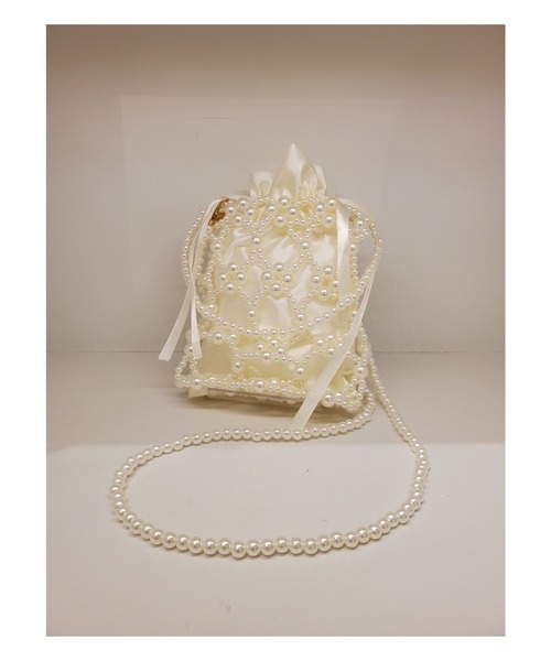 Cupid Heart(キューピッドハート)の「【Cupid Heart】結婚式用!パールバッグ(エコバッグ/サブバッグ・レディース・ブラック/ホワイト/シルバー・MEDIUM)」の5枚目の写真
