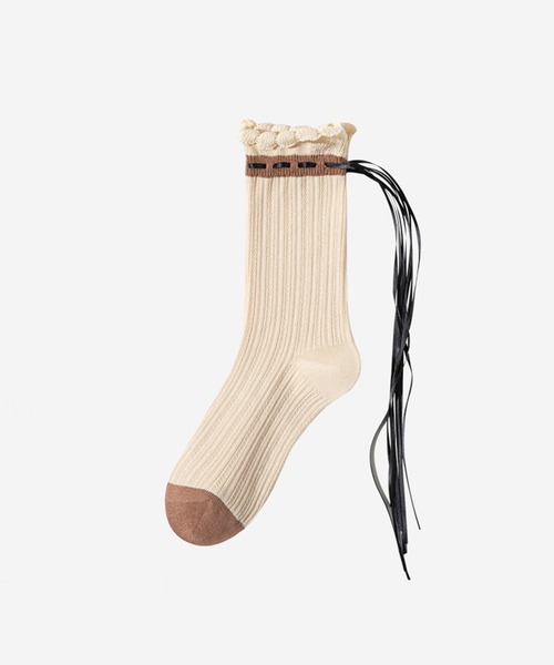 セール】【mosox】かわいい紐付けソックス4点セット（ソックス