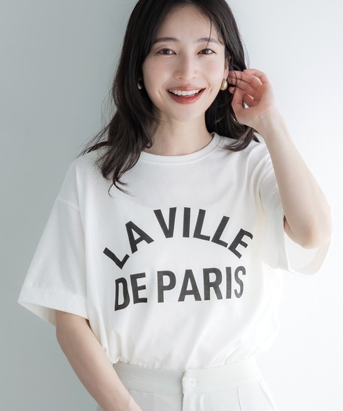 coca(coca)(コカ)の「ロールアップ袖サイドスリットロゴTシャツ(Tシャツ/カットソー・レディース・C/A/B/D・M/L)」の1枚目の写真