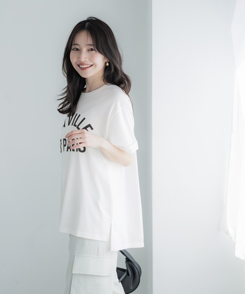 coca(coca)(コカ)の「ロールアップ袖サイドスリットロゴTシャツ(Tシャツ/カットソー・レディース・C/A/B/D・M/L)」の6枚目の写真