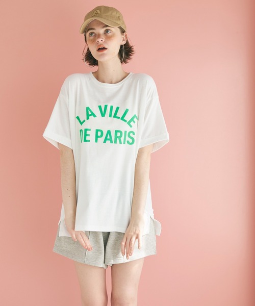 coca(coca)(コカ)の「ロールアップ袖サイドスリットロゴTシャツ(Tシャツ/カットソー・レディース・C/A/B/D・M/L)」の9枚目の写真