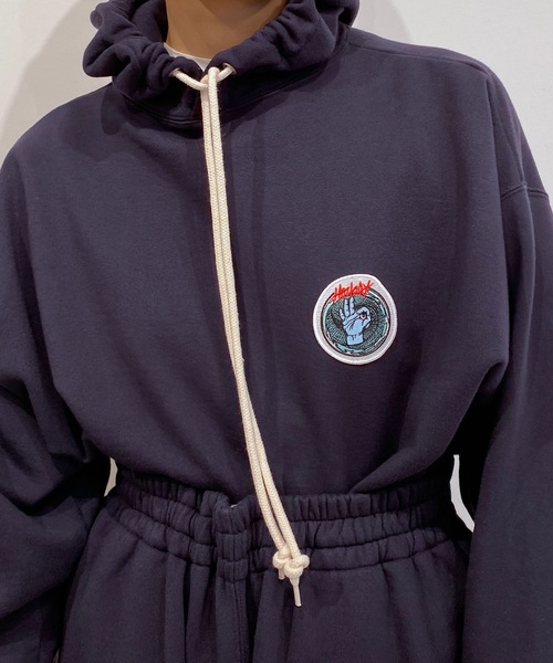 HOLIDAY（ホリデイ）の「POLYCOTTON SWEAT HOODIE ポリコットンスウェットフーディ（パーカー・レディース・ネイビー/ピンク・ONE SIZE）」の15枚目の写真