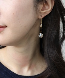 ガラス×天然石ピアス