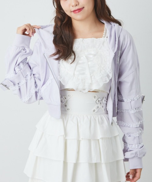 Ank Rouge（アンクルージュ）の「ゴシックショートパーカー（パーカー・レディース・ホワイト/ブラック/ピンク/ブルー・M）」の4枚目の写真