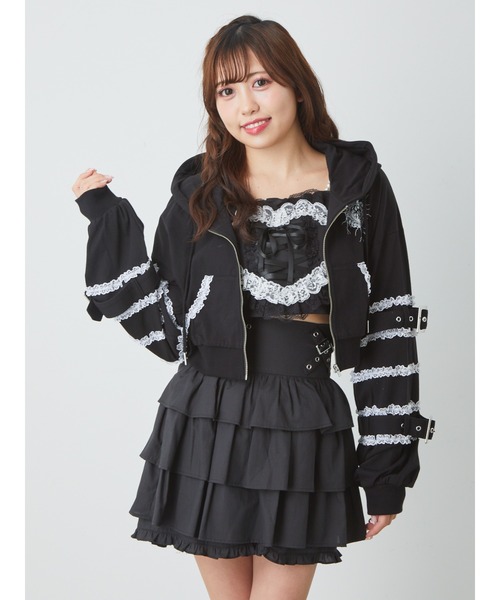 Ank Rouge（アンクルージュ）の「ゴシックショートパーカー（パーカー・レディース・ホワイト/ブラック/ピンク/ブルー・M）」の13枚目の写真