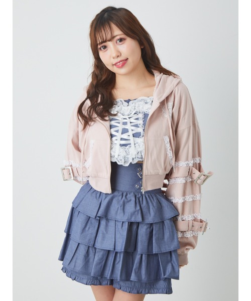 Ank Rouge（アンクルージュ）の「ゴシックショートパーカー（パーカー・レディース・ホワイト/ブラック/ピンク/ブルー・M）」の5枚目の写真