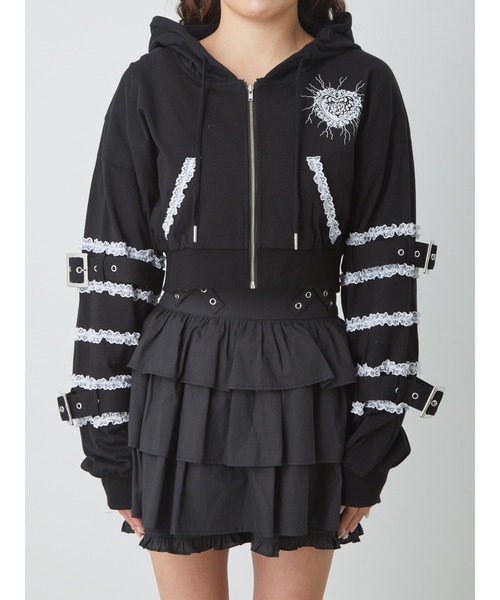 Ank Rouge（アンクルージュ）の「ゴシックショートパーカー（パーカー・レディース・ホワイト/ブラック/ピンク/ブルー・M）」の6枚目の写真