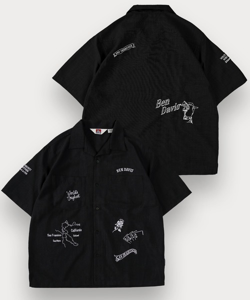BEN DAVIS(ベンデイビス)の「【BENDAVIS/ベンデイビス】SCRIBBLE EMBRO S/S SHIRT/リネンライク 落書きデザイン オープンカラー 半袖シャツ オーバーサイズ(シャツ/ブラウス・メンズ・ベージュ/ブラック・XL/L/M)」の2枚目の写真