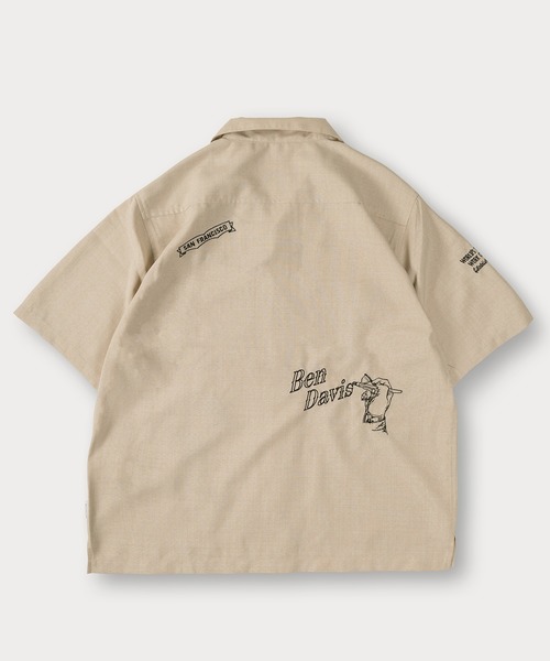 BEN DAVIS(ベンデイビス)の「【BENDAVIS/ベンデイビス】SCRIBBLE EMBRO S/S SHIRT/リネンライク 落書きデザイン オープンカラー 半袖シャツ オーバーサイズ(シャツ/ブラウス・メンズ・ベージュ/ブラック・XL/L/M)」の9枚目の写真
