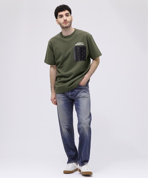 AVIREX（アヴィレックス）の「《CROSSOVER》DENIM POCKET T-SHIRT / クロスオーバー デニム ポケット Tシャツ  / AVIREX / アヴィレックス（Tシャツ/カットソー・メンズ・ホワイト/ブラック/オリーブ・MEDIUM/LARGE/X-LARGE/XX-LARGE）」の12枚目の写真