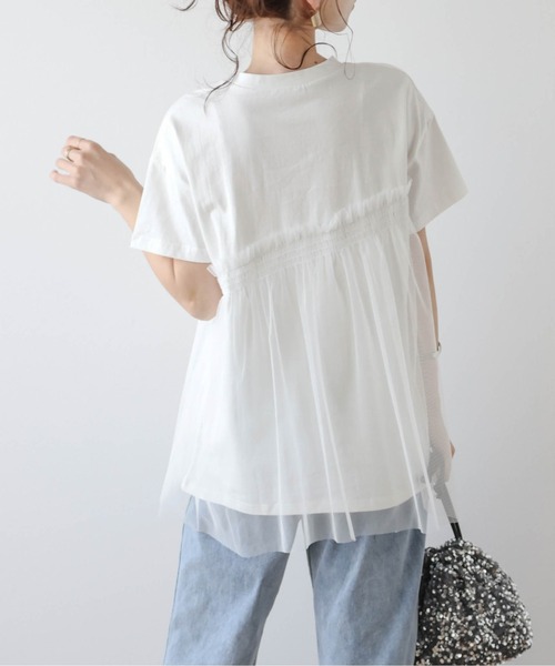 AMELY（エミリー）の「チュールドッキングTシャツ（Tシャツ/カットソー・レディース・ホワイト×ブラック/ブラック/ホワイト・フリー）」の13枚目の写真