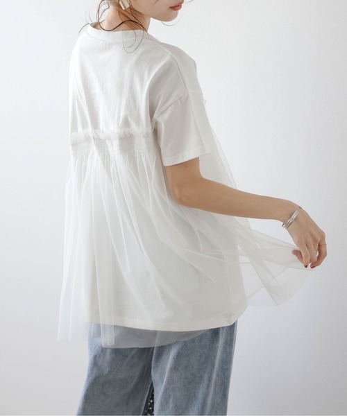 AMELY（エミリー）の「チュールドッキングTシャツ（Tシャツ/カットソー・レディース・ホワイト×ブラック/ブラック/ホワイト・フリー）」の14枚目の写真