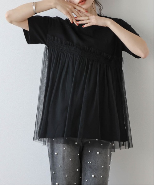 AMELY（エミリー）の「チュールドッキングTシャツ（Tシャツ/カットソー・レディース・ホワイト×ブラック/ブラック/ホワイト・フリー）」の20枚目の写真