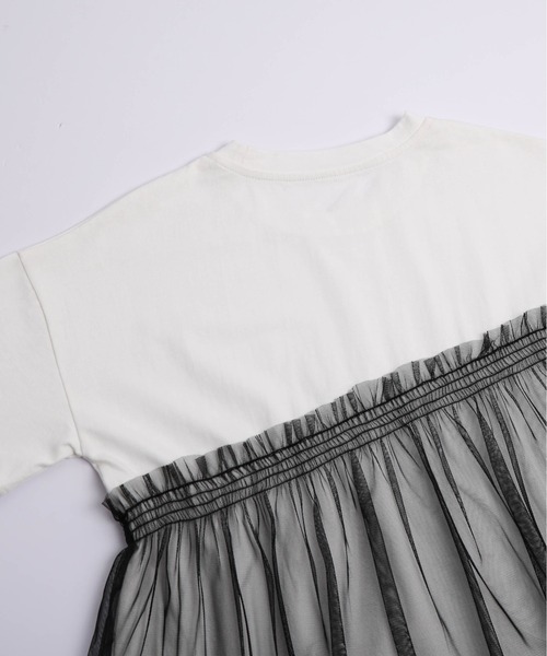 AMELY（エミリー）の「チュールドッキングTシャツ（Tシャツ/カットソー・レディース・ホワイト×ブラック/ブラック/ホワイト・フリー）」の8枚目の写真