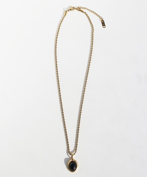 abaskdesign(アバスクデザイン)の「金属アレルギー対応 天然石ツイストロープペンダントステンレスネックレス(ネックレス・レディース・ブラック/ホワイト・FREE)」の9枚目の写真