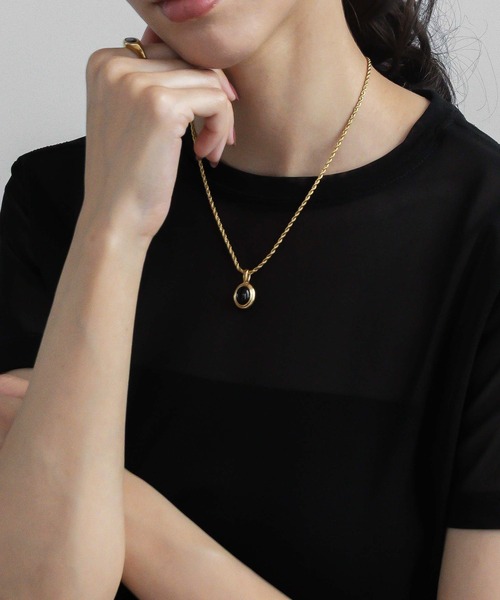 abaskdesign(アバスクデザイン)の「金属アレルギー対応 天然石ツイストロープペンダントステンレスネックレス(ネックレス・レディース・ブラック/ホワイト・FREE)」の16枚目の写真