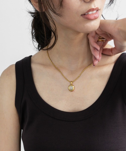 abaskdesign(アバスクデザイン)の「金属アレルギー対応 天然石ツイストロープペンダントステンレスネックレス(ネックレス・レディース・ブラック/ホワイト・FREE)」の13枚目の写真