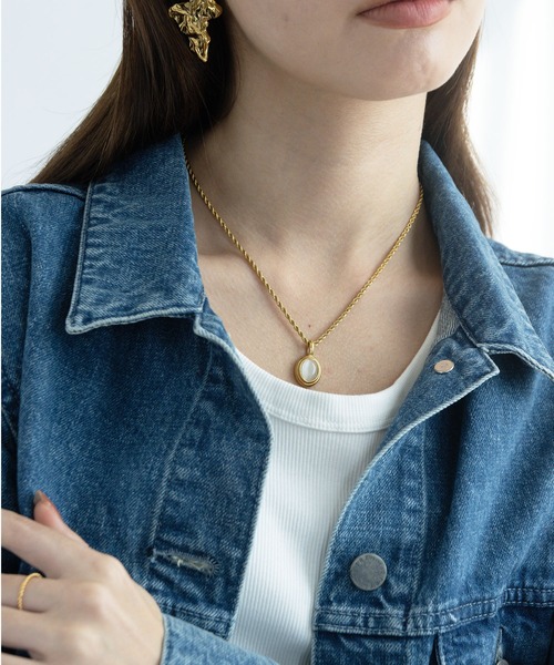 abaskdesign(アバスクデザイン)の「金属アレルギー対応 天然石ツイストロープペンダントステンレスネックレス(ネックレス・レディース・ブラック/ホワイト・FREE)」の21枚目の写真