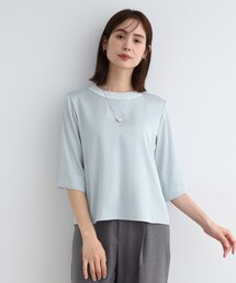 INDIVI | 【洗える／5分袖】リブデザインドレープブラウス(シャツ/ブラウス)