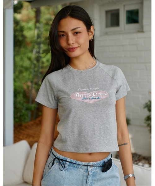 BITTER CELLS（ビターセルズ）の「BITTER CELLS／BELLA Tシャツ（Tシャツ/カットソー・レディース・ダークグレー/アイボリー/グレー・FREE）」の12枚目の写真